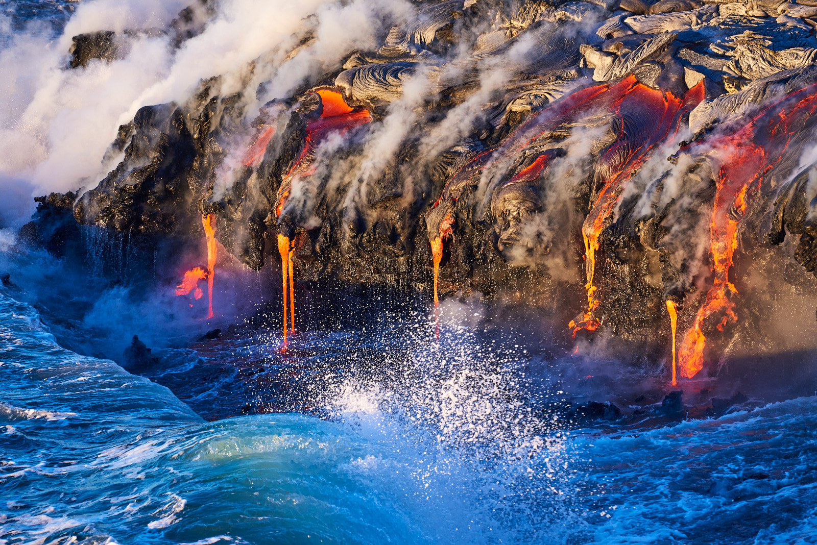 Lava Waterfalls Off Big Island