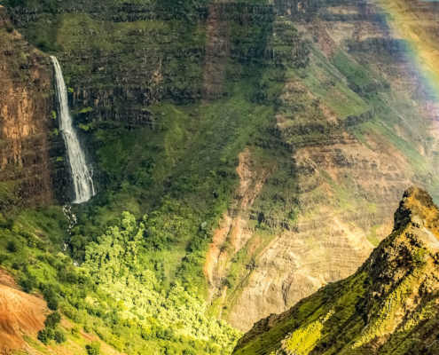 Waimea Canyon Waterfall and Rainbow Kauai